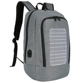 front view of waterproof solar laptop backpack with solar panel Gray